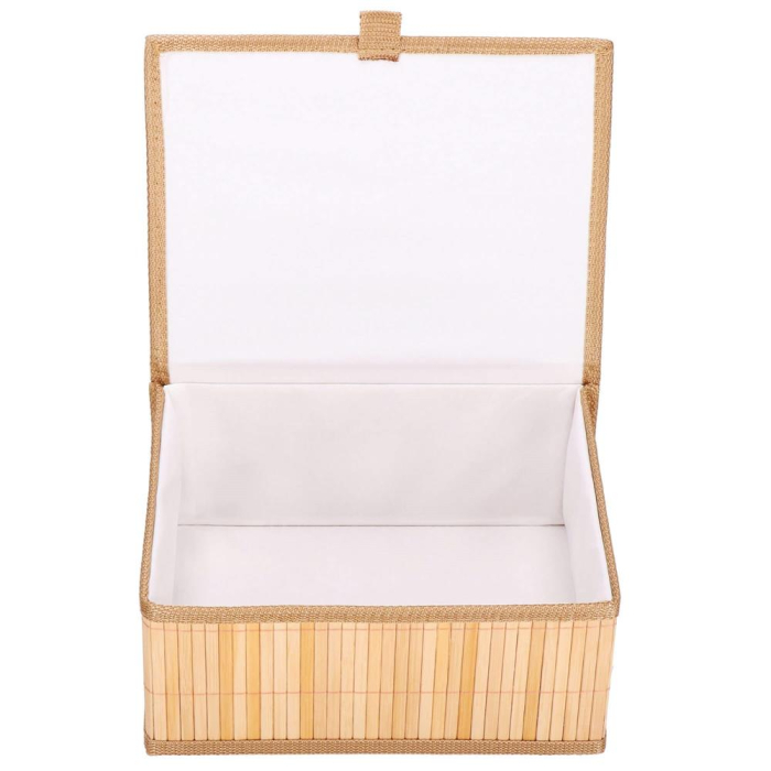 Set 3 cutii organizatoare din bambus, cu capac, diverse dimensiuni, maro [16]