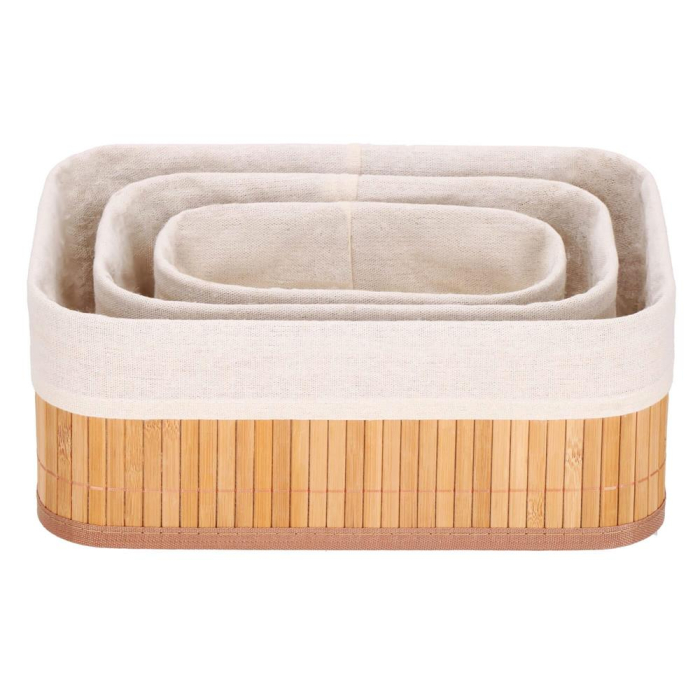 Set 3 cutii organizatoare din bambus, diverse dimensiuni, maro [20]