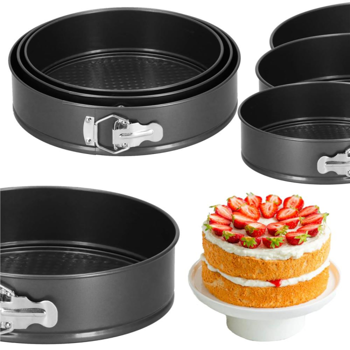 Set 3 forme de copt, 27, 25 si 23 cm, cu fund detasabil, gri [12]