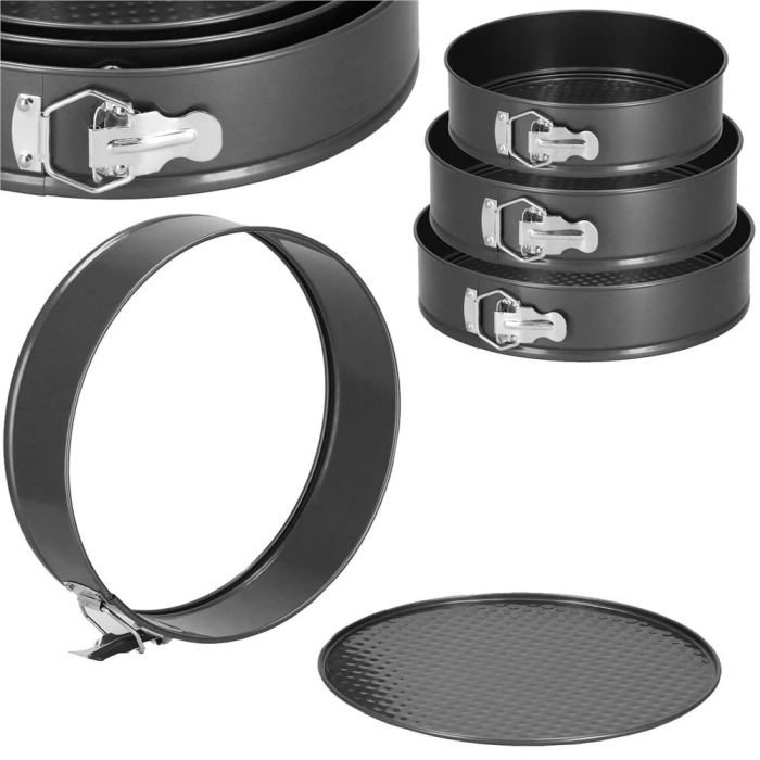 Set 3 forme de copt, 27, 25 si 23 cm, cu fund detasabil, gri [13]