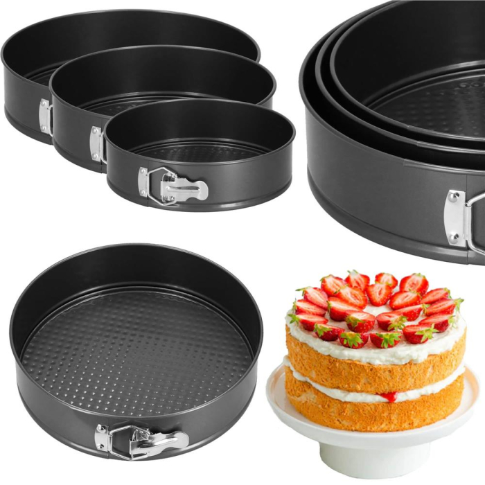 Set 3 forme de copt, 27, 25 si 23 cm, cu fund detasabil, gri [11]