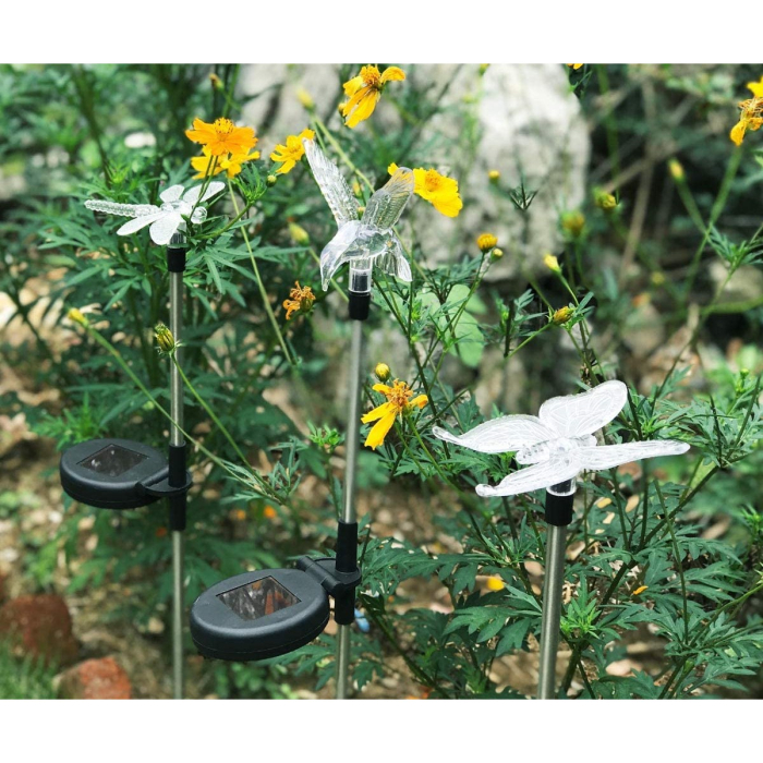 Set 3 Lampi Solare LED tip pasare-fluture-libelula, Inaltime 43 cm, , Multicolor [7]