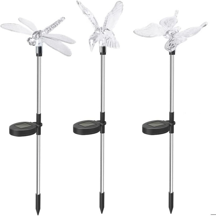 Set 3 Lampi Solare LED tip pasare-fluture-libelula, Inaltime 43 cm, , Multicolor [1]