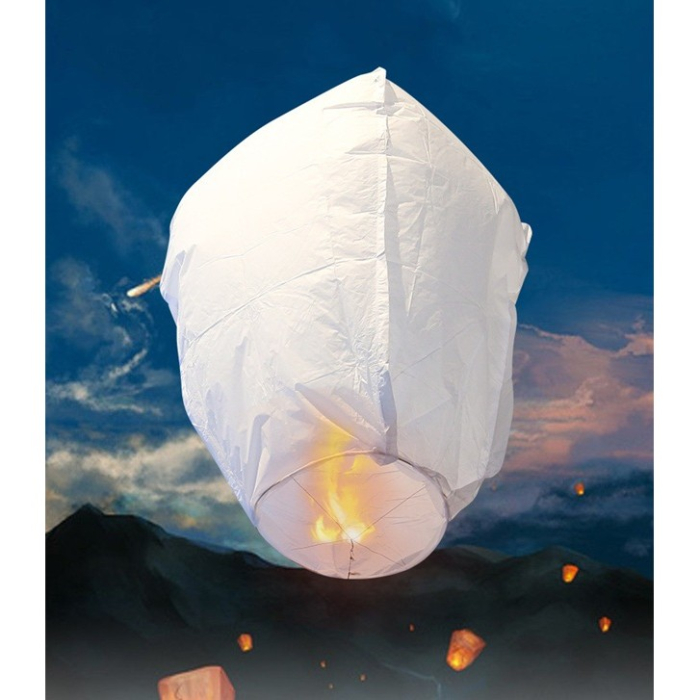 Set 3 Lampioane Zburatoare, , Hartie Biodegradabila, 82 x 45 x 31 cm, Alb [2]