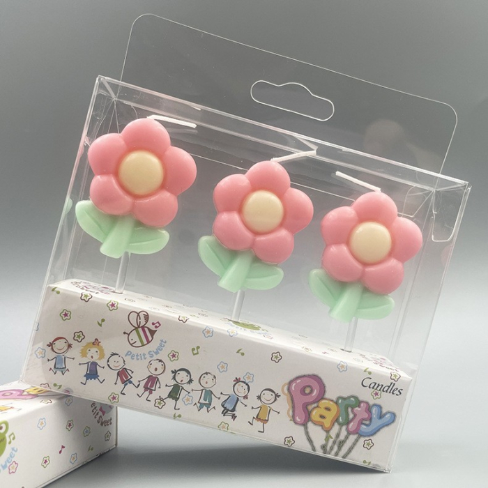 Set 3 Lumanari, , Tema Flori, Model 2, din Parafina, Multicolor [2]