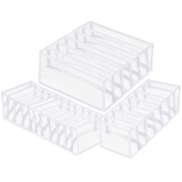 Set 3 organizatoare sertar pliabile pentru sosete/lenjerie, alb [1]