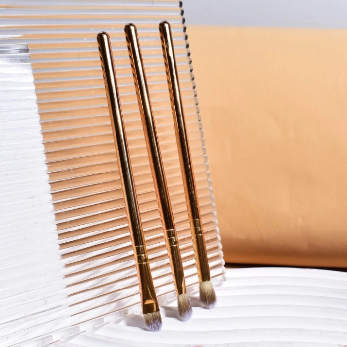 Set 3 Pensule de Machiaj, , Portabile, pentru Fard de Ochi, din Par Sintetic Moale, Auriu, 16.5x6.5x1.6 cm [4]