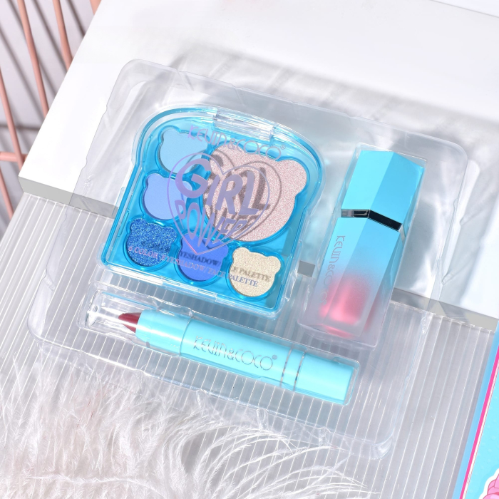 Set 3 Produse de Machiaj, KEVIN &amp; COCO, Ice Blue Bear, 6 culori, 15.5 x 13 x 3.4 cm [2]