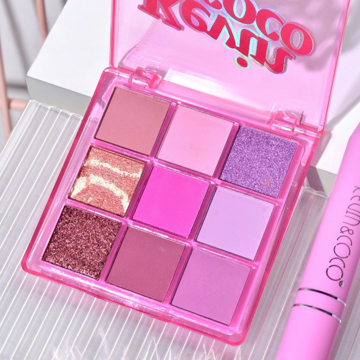 Set 3 Produse de Machiaj, KEVIN &amp; COCO, Pink Ice Star, 9 culori, 15.5 x 13 x 3.4 cm [5]