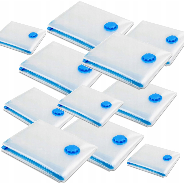 Set 3 Saci de Vidat Haine, , Marimi Diferite, Vidare prin Vacuum, Reutilizabili, Impermeabili, Pompa Inclusa, Transparent [8]