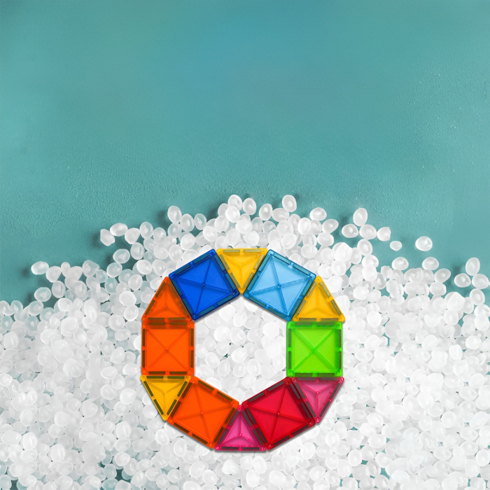 Set 32 Piese Magnetice de Constructie, , Piese 5.5 cm, Magnetic Tiles, Forme Geometrice, 3 Ani, ABS, Magnet, 20.5 x 14.5 x 12 cm, Multicolor [4]