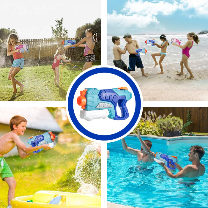 Set 3x Pistol cu Apa pentru Copii, , 6ani+, Albastru, 1x 1500 ML + 1x 500 ML + 1x 300 ML [5]