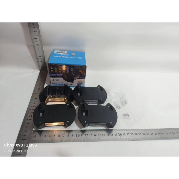 Set 4 Aplice solare LED Bidirectionale pentru perete , in forma de funda, 8 LED-uri, material ABS si PC, lumina puternica, IP65, 10 x 7.5 cm, baterie 1.2 V, 300 mAh, autonomie 8-10 ore, alb cald [6]