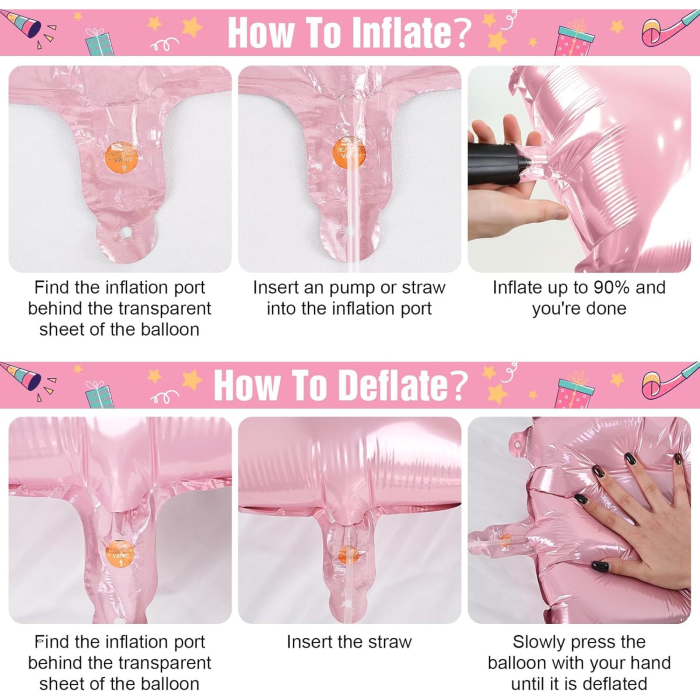 Set 4 Baloane din Folie Metalizata, , Figurine Litere, Model Scris Love, Tema Iubire, 80 cm, Ambalaj Individual, Pai Inclus, Umflare cu Aer sau Heliu, Roz [2]