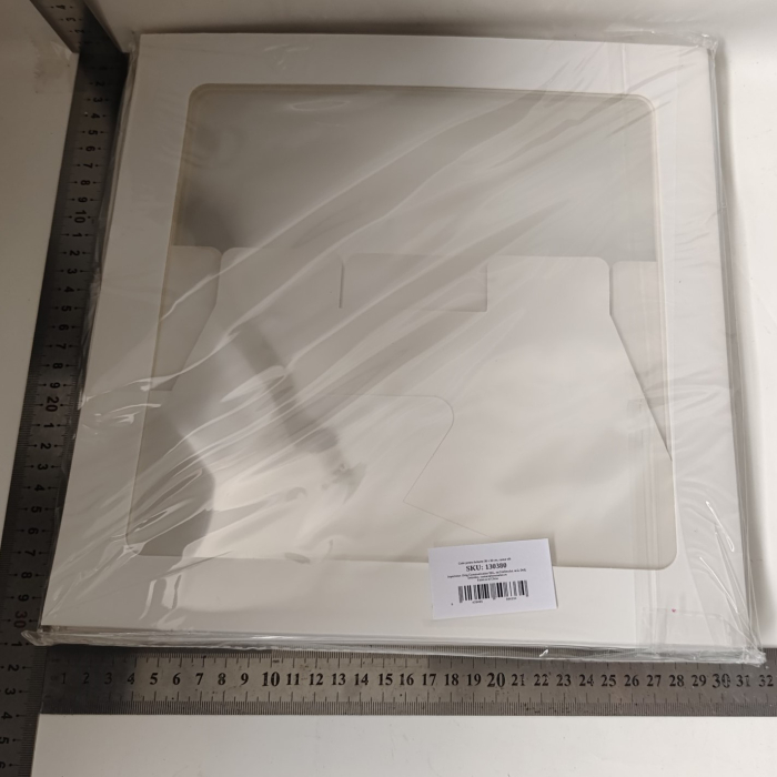 Set 4 Cutii pentru Baloane, , Model Simplu, Tematica Aniversare, Cuburi Decorative din Plastic, Accesorii pentru Petrecere, 30 x30 cm, Transparente Contur Alb [5]