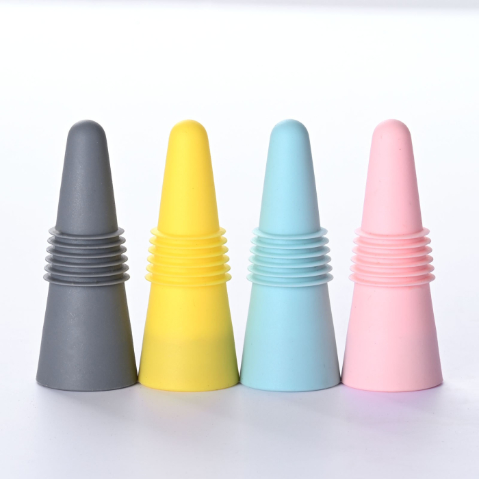 Set 4 dopuri reutilizabile din silicon , pentru sticle de vin, bautura, multicolor [2]