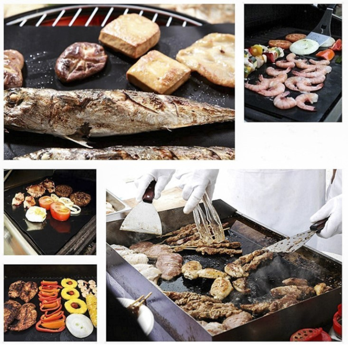 Set 4 Folii Antiaderente din Teflon, , Multifunctionale, Rezistente la Apa si Temperaturi Ridicate, pentru Gratar, Cuptor, BBQ Grill, 40x33 cm, Negru [6]