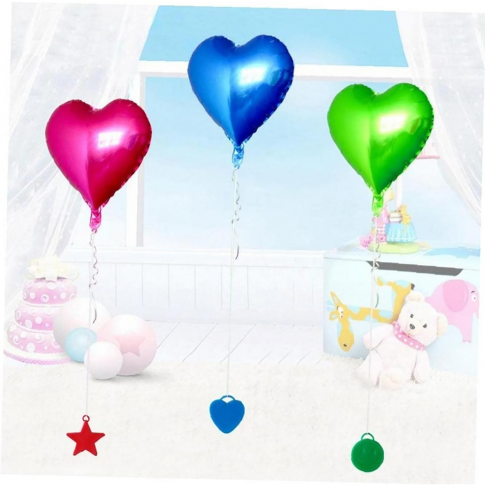 Set 4 Greutati pentru Baloanele cu Heliu, , 60 grame, 15 grame fiecare, Plastic, Forma Inima, Multicolor [6]