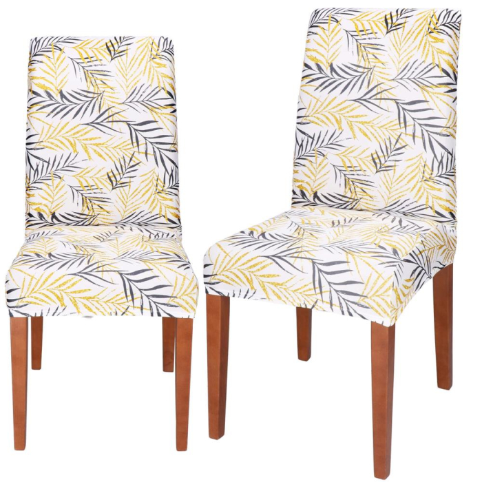 Husa pentru scaun, marime universala, poliester si spandex, 38x70cm, alb, gri si galben [2]