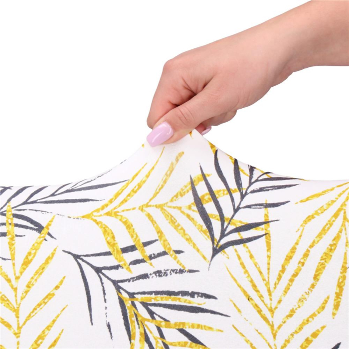 Set 4 huse pentru scaun, marime universala, poliester si spandex, 38x70cm, alb, gri si galben [6]