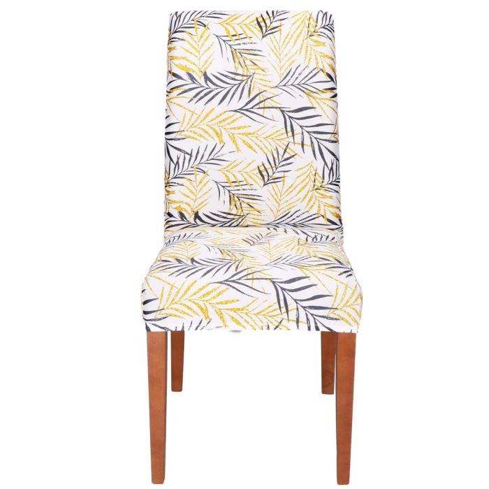 Husa pentru scaun, marime universala, poliester si spandex, 38x70cm, alb, gri si galben [14]