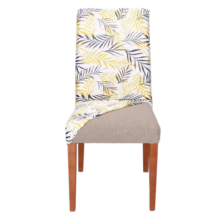 Husa pentru scaun, marime universala, poliester si spandex, 38x70cm, alb, gri si galben [12]