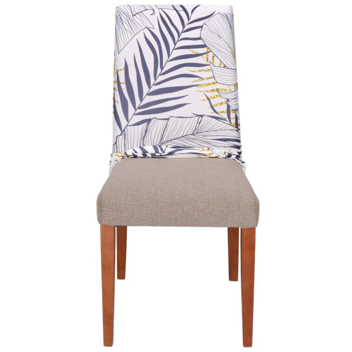 Husa pentru scaun, marime universala, poliester si spandex, 38x70cm, alb, nuante de bleumarin, galben [13]