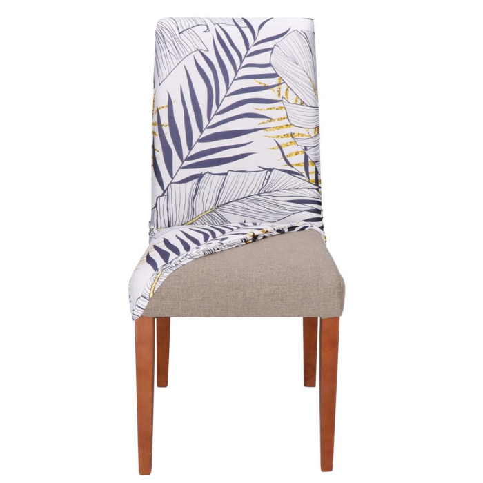 Husa pentru scaun, marime universala, poliester si spandex, 38x70cm, alb, nuante de bleumarin, galben [12]