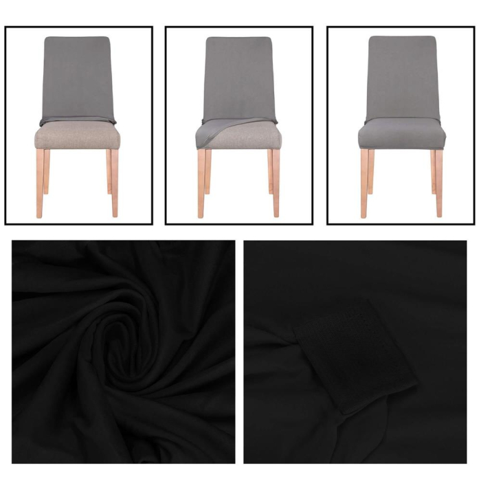 Set 4 huse pentru scaune de evenimente, marime universala, poliester si spandex, negru [11]
