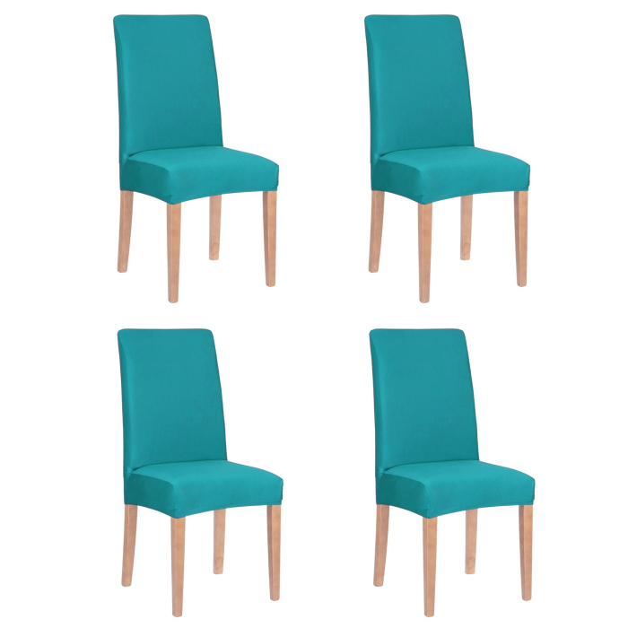 Set 4 huse universale pentru scaun, marime universala, poliester si spandex, 45 cm x 60 cm, albastru marin [1]