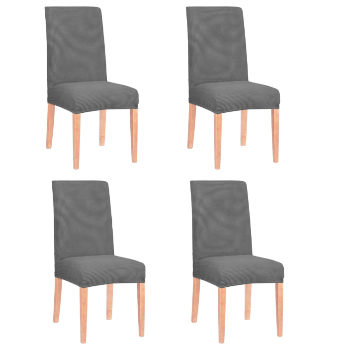 Set 4 huse universale pentru scaun, marime universala, poliester si spandex, 45 cm x 60 cm, gri [1]