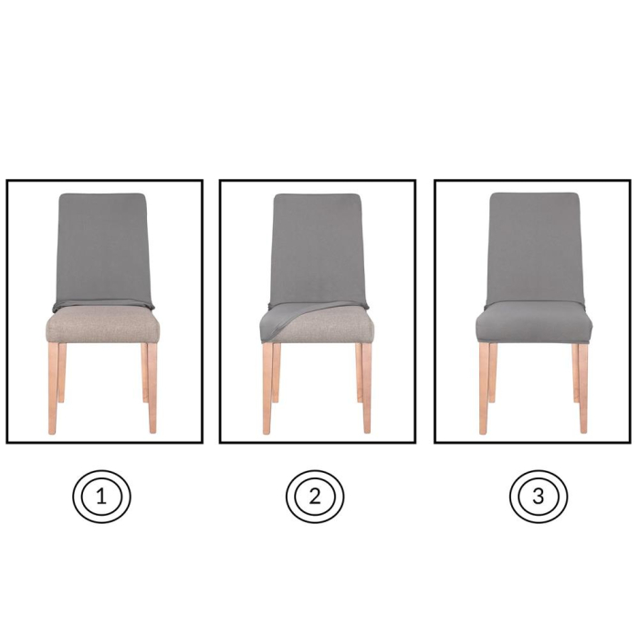 Set 4 huse universale pentru scaun, marime universala, poliester si spandex, 45 cm x 60 cm, gri [4]
