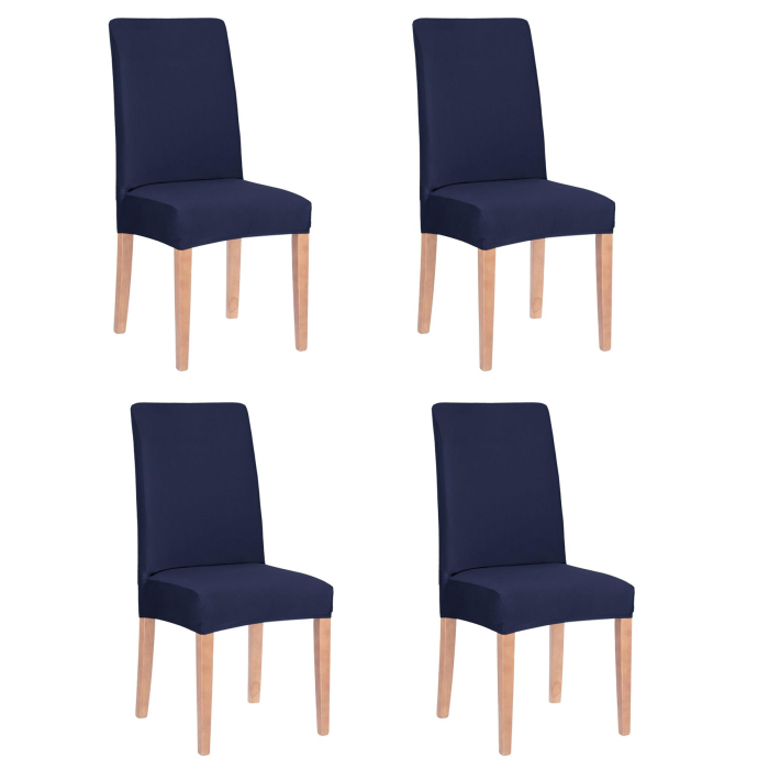 Set 4 huse universale pentru scaun, marime universala, poliester si spandex, 45 x 60 cm, bleumarin [1]