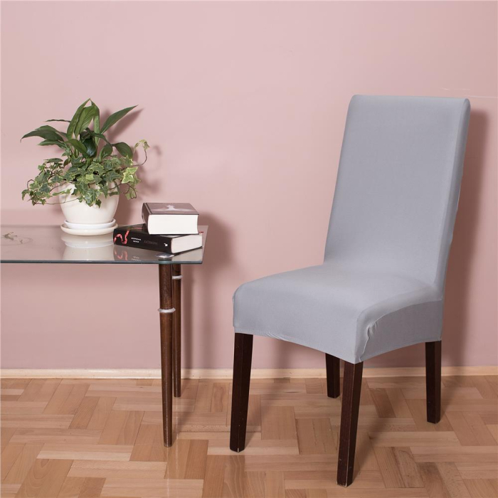 Set 4 huse universale pentru scaun, marime universala, poliester si spandex, 45 x 60 cm, gri [3]