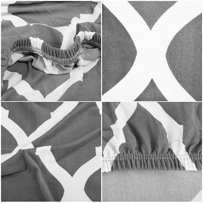 Husa universala pentru scaun, marime universala, poliester si spandex, 45 x 60 cm, gri alb [5]