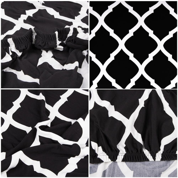 Set 4 huse universale pentru scaun, marime universala, poliester si spandex, 45 x 60 cm, negru alb [6]