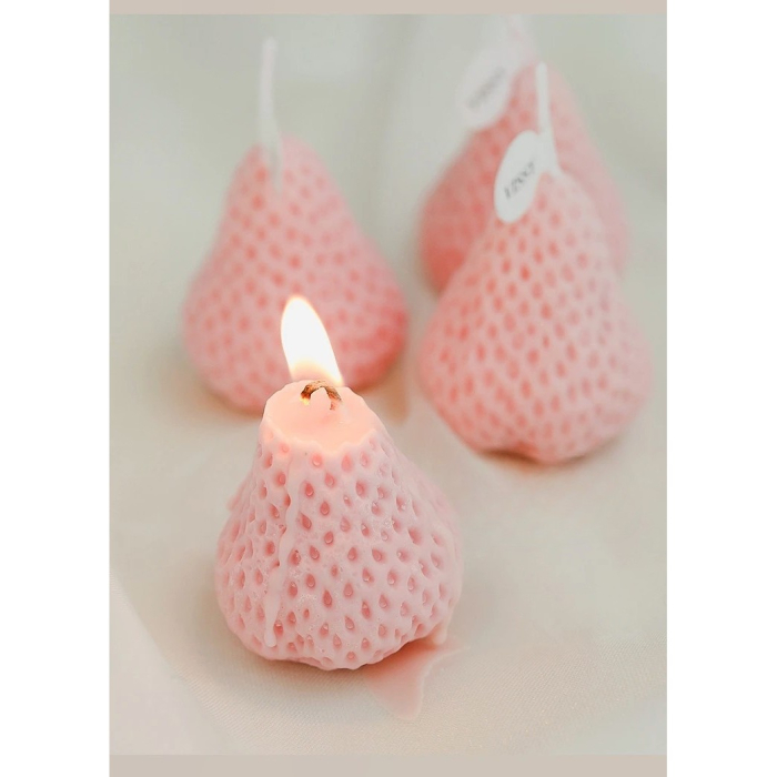 Set 4 Lumanari Parfumate, , Model Capsunici, Ardere 30 min, 52g, 6.3 x 6.3 x 3.8 cm, Roz [4]