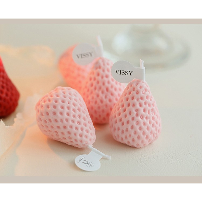 Set 4 Lumanari Parfumate, , Model Capsunici, Ardere 30 min, 52g, 6.3 x 6.3 x 3.8 cm, Roz [6]