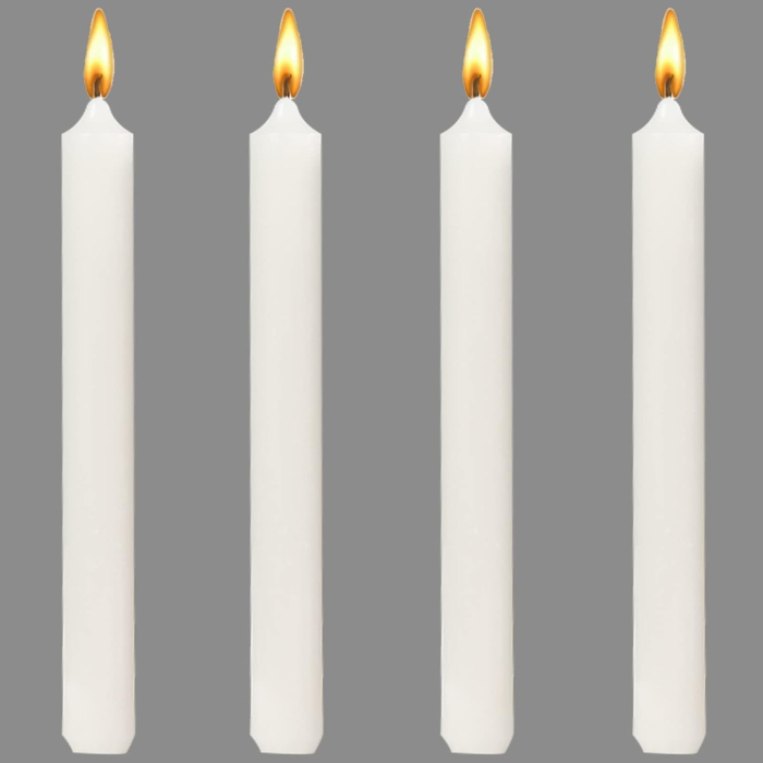 Set 4 Lumanari, , pentru Suport de Masa, Fara Miros si Fum, din Parafina, 2.2 x 25 cm, Alb [6]