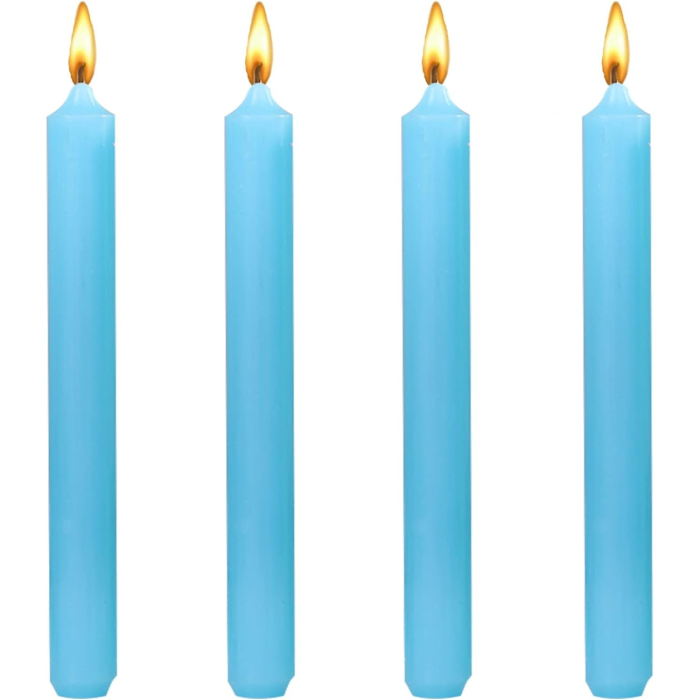 Set 4 Lumanari, , pentru Suport de Masa, Fara Miros si Fum, din Parafina, 2.2 x 25 cm, Albastru [6]