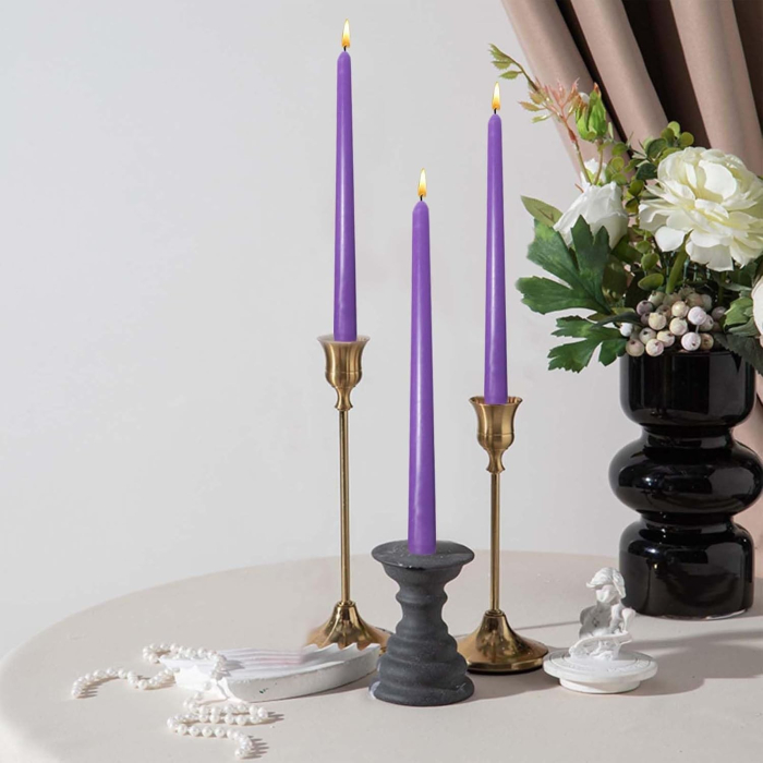 Set 4 Lumanari, , pentru Suport de Masa, Fara Miros si Fum, din Parafina, 2.2 x 25 cm, Mov [3]
