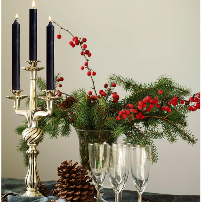 Set 4 Lumanari, , pentru Suport de Masa, Fara Miros si Fum, din Parafina, 2.2 x 25 cm, Negru [5]