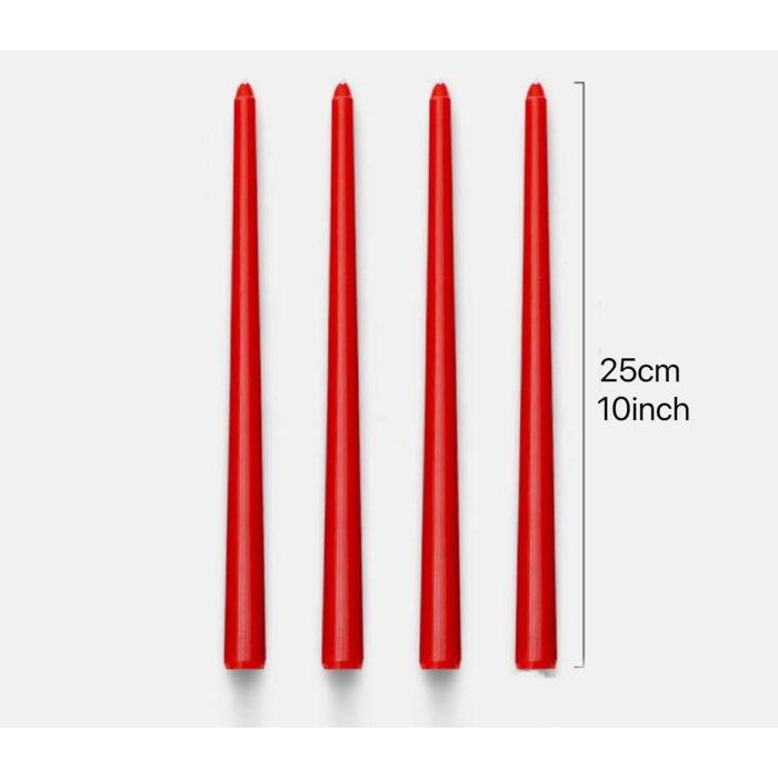 Set 4 Lumanari, , pentru Suport de Masa, Fara Miros si Fum, din Parafina, 2.2 x 25 cm, Rosu [5]
