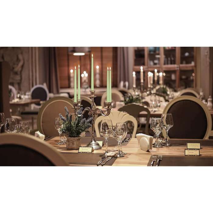 Set 4 Lumanari, , pentru Suport de Masa, Fara Miros si Fum, din Parafina, 2.2 x 25 cm, Verde [3]