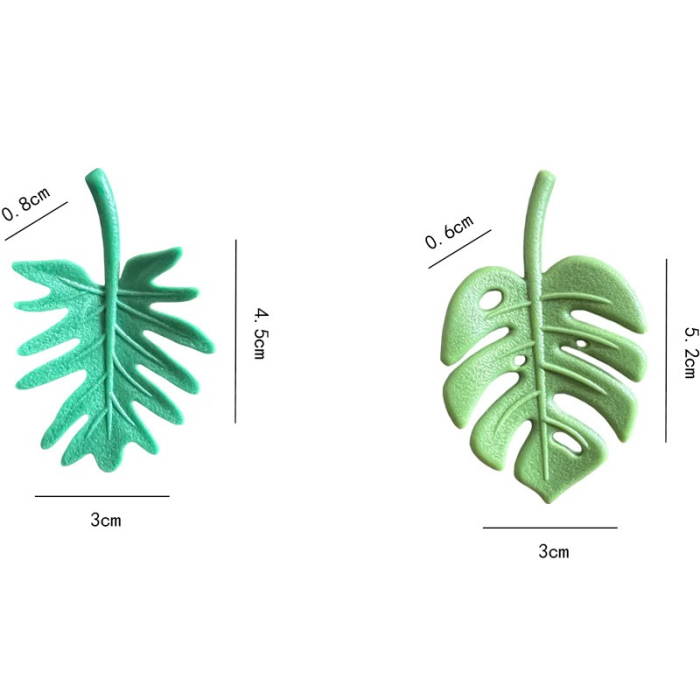 Set 4 Magneti de Frigider, , Model Frunze, din ABS si Magnet, Verde [2]