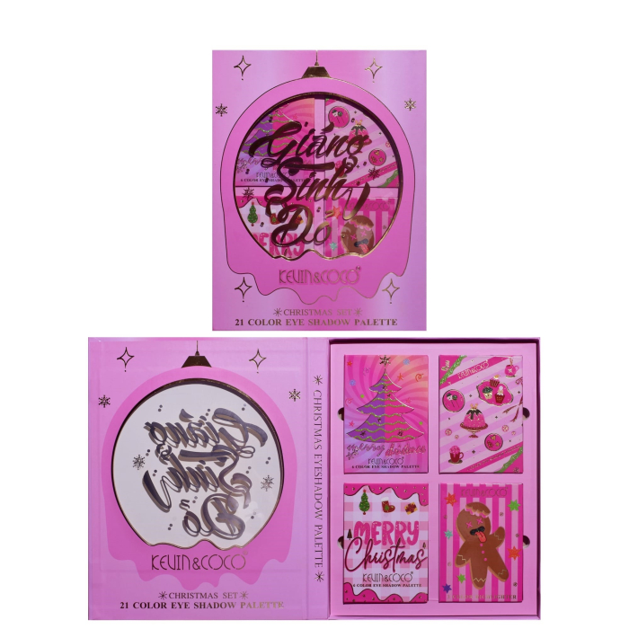 Set 4 Palete de Machiaj, KEVIN & COCO, Christmas Jingle, 21 culori, 27.3 x 20.8 x 2.4 cm [14]