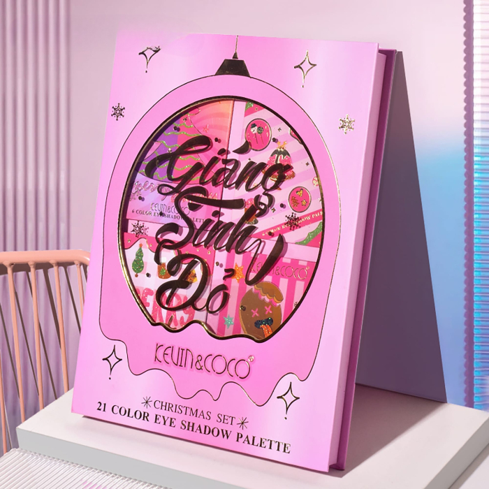 Set 4 Palete de Machiaj, KEVIN & COCO, Christmas Jingle, 21 culori, 27.3 x 20.8 x 2.4 cm [2]