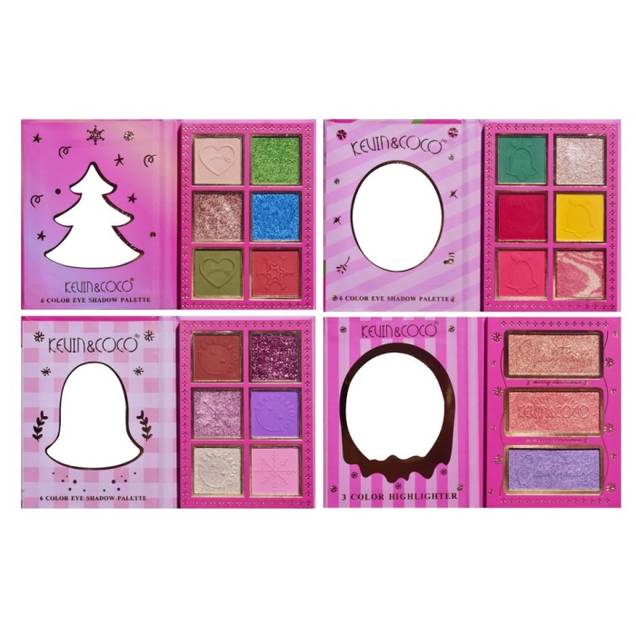 Set 4 Palete de Machiaj, KEVIN & COCO, Christmas Jingle, 21 culori, 27.3 x 20.8 x 2.4 cm [6]
