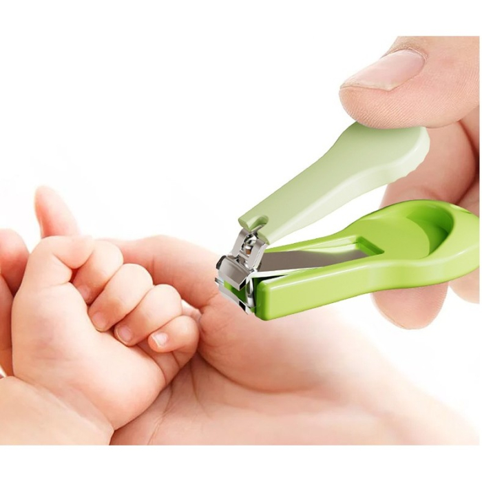 Set 4 Piese Ingrijire Unghii Bebelusi, , din ABS+Otel Inoxidabil, Cutie de Depozitare Tip Maimuta, de la 0 Luni, Verde [2]