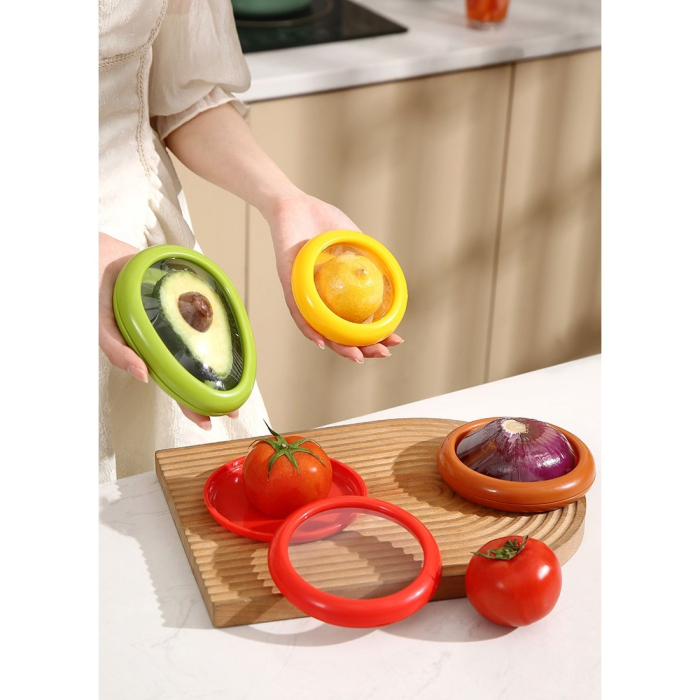 Set 4 Recipiente pentru Pastrarea Proaspata a Legumelor, , Cutii Portabile Sigilate Anti-oxidare, 4 Forme Diferite pentru Legume sau Fructe, Culori diferite [13]